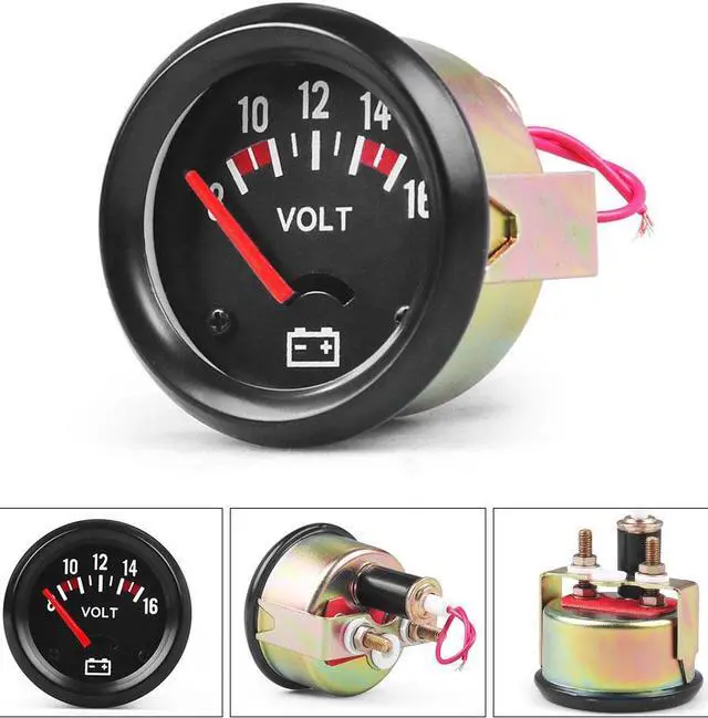 Main image of 2 inch 52mm Car Mechanical Voltmeter 8-16V Volt Gauge Meter Black Car Gauge Instrument
