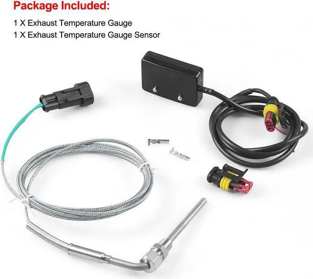 Alt view image 4 of 7 - Car Exhaust Temp Gauge With 1/8 NPT Sensor Mini LED Digital Display DC12V Square Exhaust Temperature Gas EGT EXT Temp Gauge