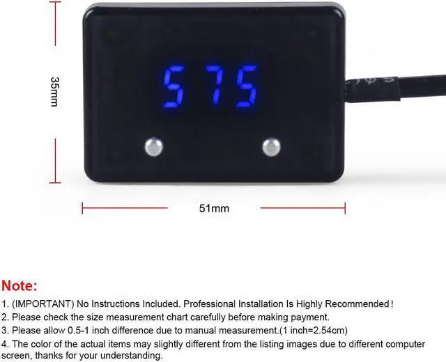 Alt view image 2 of 7 - Car Exhaust Temp Gauge With 1/8 NPT Sensor Mini LED Digital Display DC12V Square Exhaust Temperature Gas EGT EXT Temp Gauge