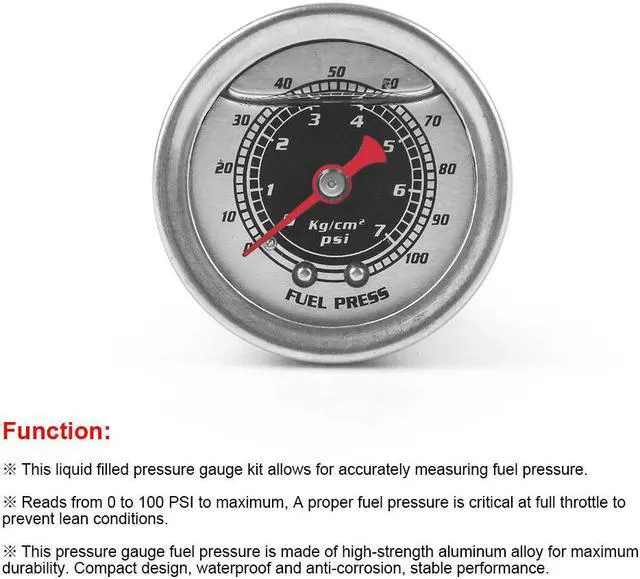 Alt view image 3 of 6 - Car Fuel Oil Pressure Liquid Filled Gauge for Honda Civic CRX Acura Mitsubishi Eclipse Oil Fuel Pressure Gauge Black