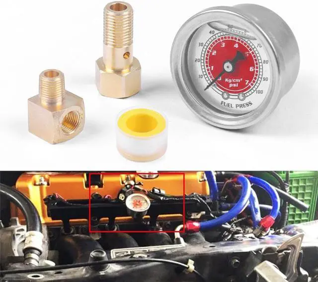 Main image of Car Fuel Oil Pressure Liquid Filled Gauge for Honda Civic CRX Acura Mitsubishi Eclipse Oil Fuel Pressure Gauge Red