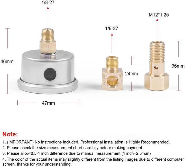 Alt view image 2 of 6 - Car Fuel Oil Pressure Liquid Filled Gauge for Honda Civic CRX Acura Mitsubishi Eclipse Oil Fuel Pressure Gauge Red