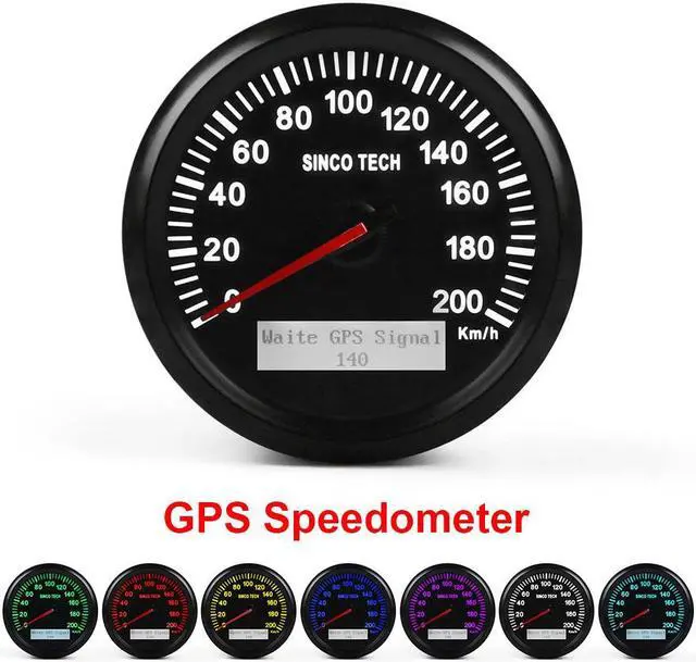 Main image of Universal 85mm GPS Speedometer 200km/h Speed Gauge Meter With 7 Colors Backlight 12V 24V With LCD For Car Truck Boat Motor
