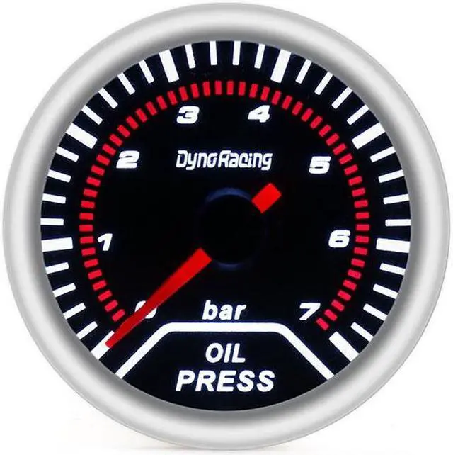 Alt view image 4 of 7 - 2"52mm Oil Pressure Gauge 0-7 bar With 1/8npt Sensor Smoke Lens Pointer LED Oil Press Gauge Car Meter