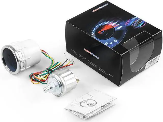 Alt view image 3 of 7 - 2"52mm Oil Pressure Gauge 0-7 bar With 1/8npt Sensor Smoke Lens Pointer LED Oil Press Gauge Car Meter