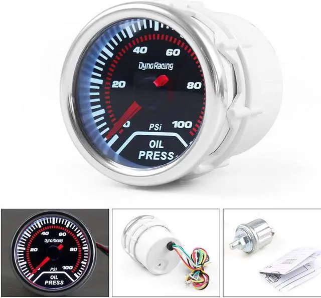 Main image of 2" 52mm Universal Car Oil Pressure Gauge Smoke Len LED Pointer 0-100 PSI Oil Press Pressure Gauge Meter with 1/8 npt sensor