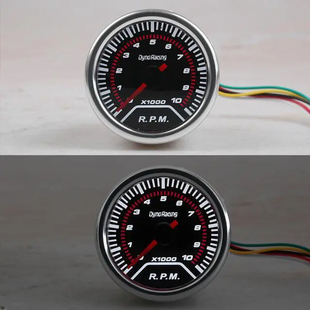 Alt view image 7 of 7 - 2" 52mm Racing Universal Tachometer Gauge Car Tacho Meter White LED 0-10000 RPM Smoke Lens Tint 1-8 Cylinder 12V