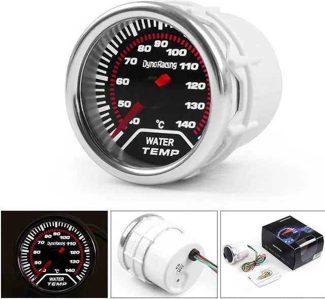 Main image of 2" 52mm Car LED Smoke Lens 40-140 Pointer Water Temp Temperature Gauge Meter with 1/8 npt Sensor