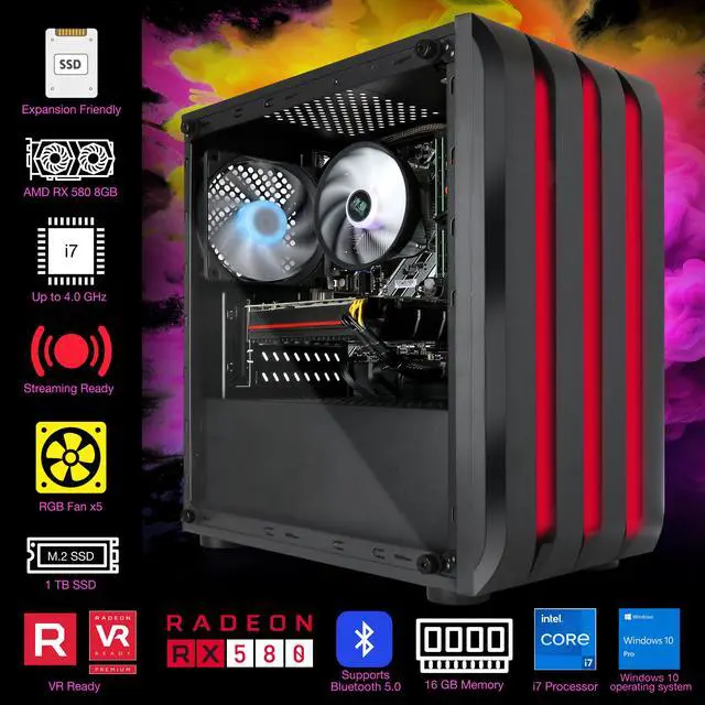 Alt view image 7 of 7 - Blackout Computers - Gaming desktop - Intel Core i7 4790 4 core 4.0GHz - 16GB DDR3 1600MHz - 1TB M.2 NVMe - 500W PSU - Windows 10 Pro - WIFI - Bluetooth - Gaming PC