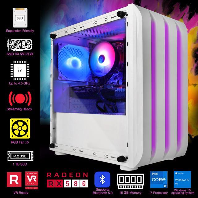 Alt view image 7 of 7 - Blackout Computers - Gaming desktop - Intel Core i7 4790 4 core 4.0GHz - 16GB DDR3 1600MHz - 1TB M.2 NVMe - 500W PSU - Windows 10 Pro - WIFI - Bluetooth - Gaming PC White