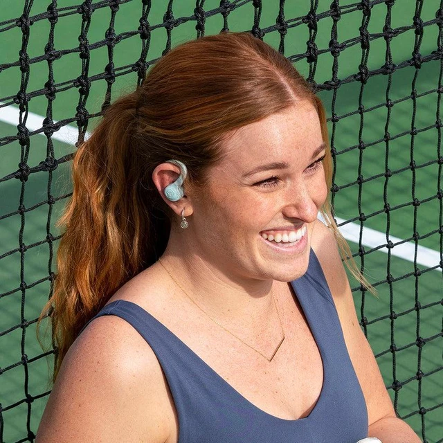 Alt view image 4 of 12 - JLab GO Air Sport True Wireless Earbuds | Wireless Workout Earbuds | Light Blue| C3 Clear Calling | Secure Earhook Sport Design | 32+ Hour Bluetooth Playtime | 3 EQ Sound