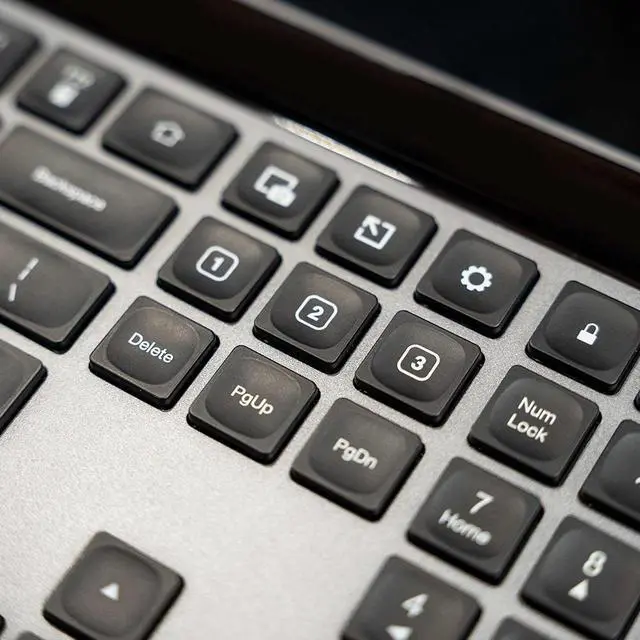 Alt view image 5 of 11 - JLab Epic Wireless Keyboard, Black, 108 Keys, Connect Via Bluetooth or USB Wireless Dongle, Multi-Device Toggle, Soft Touch Keys, Smart Media Knob, Custom User Profiles, Rechargeable, PC/Mac/iOS