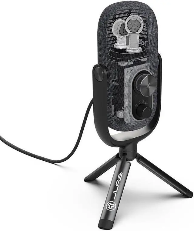 Alt view image 7 of 7 - JLab Epic Talk USB Microphone | Black | USB-C Output | Cardioid, Omni, Stereo, and Bi-Directional | 192k Sample Rate | Volume Control, Gain Control, and Quick Mute | 3.5mm AUX | Plug and Play