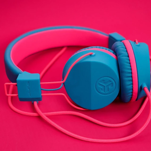 Alt view image 2 of 6 - JLab JBuddies Studio On-Ear Kids Wired Headphones, For School & Travel, 3.5mm Plug, Kid Safe, Studio Volume Safe, Volume Limiter, Folding, Adjustable, Noise Isolation, with Mic, Cotton Candy Colors