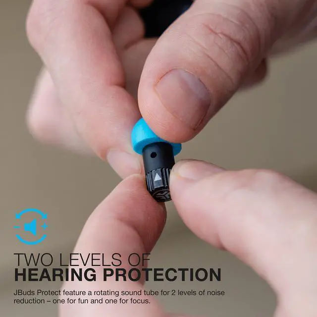 Alt view image 7 of 7 - JLab JBuds Protect Reusable Earplugs | Comfortable in-Ear Hearing Protection with Two Noise Reduction Levels | Small Carrying Case with Keychain Loop | 5 tip Sets | Personal Protective Equipment