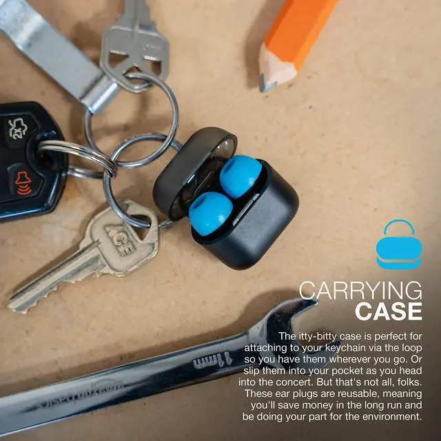 Alt view image 4 of 7 - JLab JBuds Protect Reusable Earplugs | Comfortable in-Ear Hearing Protection with Two Noise Reduction Levels | Small Carrying Case with Keychain Loop | 5 tip Sets | Personal Protective Equipment