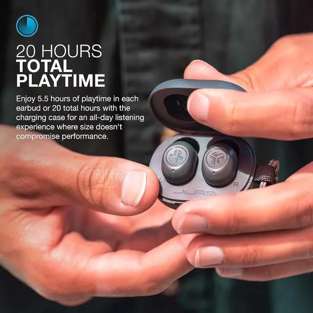 Alt view image 5 of 7 - JLab JBuds Mini True Wireless Bluetooth Earbuds + Charging Case, Sage Grey, IP55 Sweat and Dust Proof, Bluetooth Multipoint, Be Aware Audio, 3 EQ Sound Settings, Crystal Clear Calls