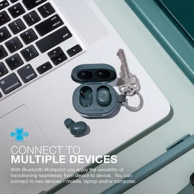 Alt view image 3 of 7 - JLab JBuds Mini True Wireless Bluetooth Earbuds + Charging Case, Sage Grey, IP55 Sweat and Dust Proof, Bluetooth Multipoint, Be Aware Audio, 3 EQ Sound Settings, Crystal Clear Calls