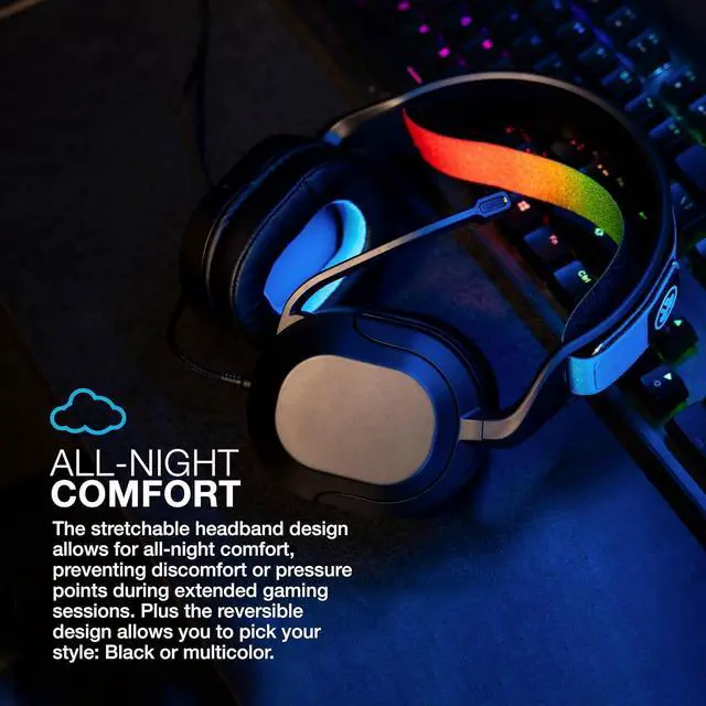 Alt view image 4 of 7 - JLab Nightfall Wired Gaming Headset, 50mm Dynamic Driver, Cloud Foam earcups, Wired 3.5mm connection, PC/Mac, Xbox, PS, Nintendo Switch Compatible, TeamSpeak Certified , Rotating Boom Mic