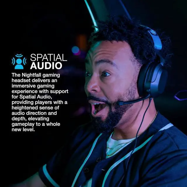 Alt view image 5 of 7 - JLab Nightfall Wired Gaming Headset, 50mm Dynamic Driver, Cloud Foam earcups, Wired 3.5mm connection, PC/Mac, Xbox, PS, Nintendo Switch Compatible, TeamSpeak Certified , Rotating Boom Mic