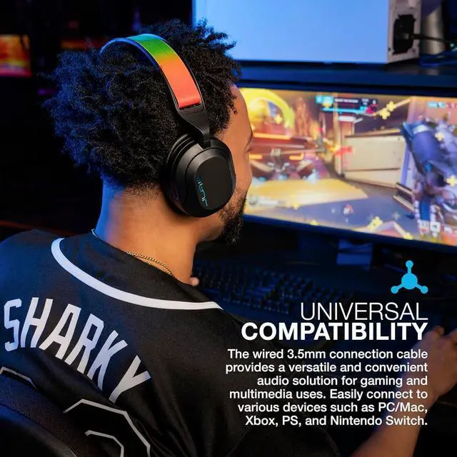 Alt view image 6 of 7 - JLab Nightfall Wired Gaming Headset, 50mm Dynamic Driver, Cloud Foam earcups, Wired 3.5mm connection, PC/Mac, Xbox, PS, Nintendo Switch Compatible, TeamSpeak Certified , Rotating Boom Mic