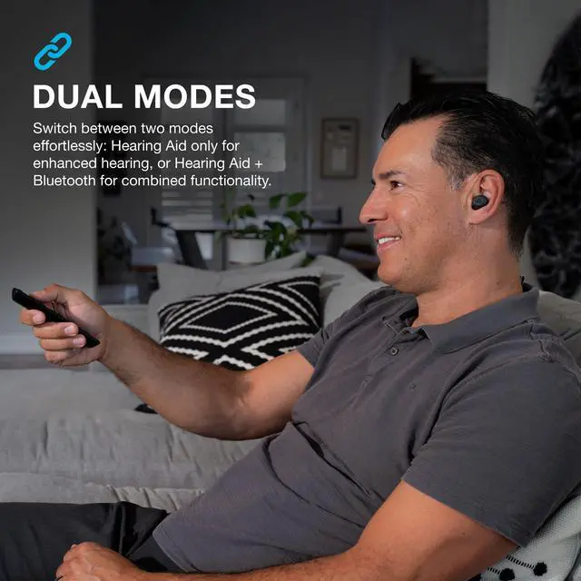 Alt view image 3 of 7 - JLab Hear OTC Hearing Aid & Wireless Earbuds, Traditional Earbud Fit, Bluetooth 5.3, Connect to iOS or Android Devices, Four Preset Hearing Modes, In-Ear Detection, Graphite