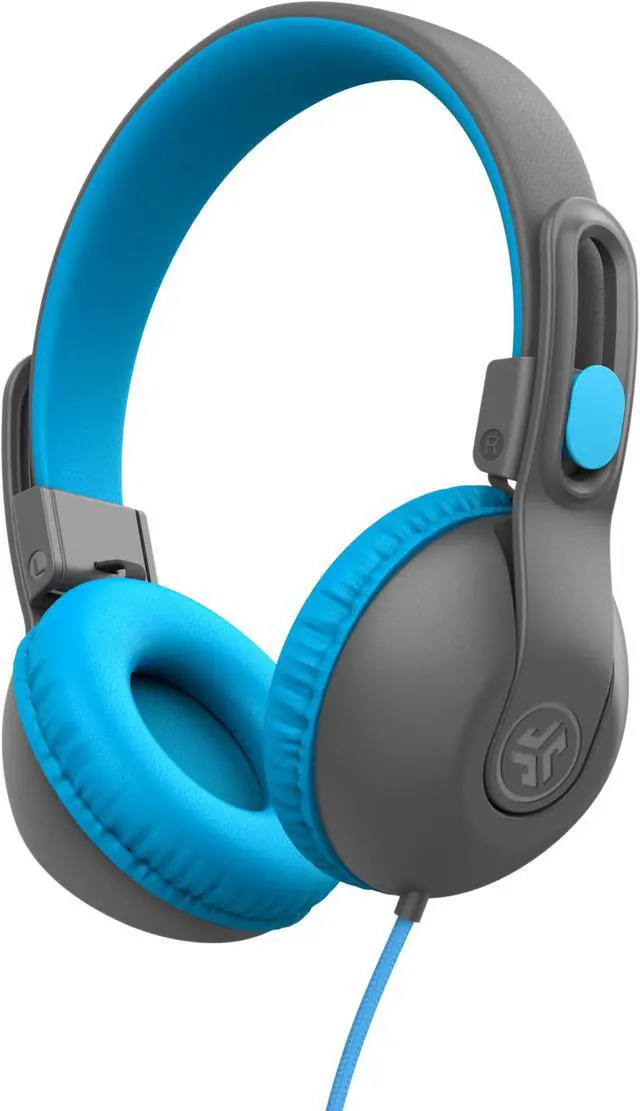 Main image of JLab JBuddies Studio 2 On-Ear Kids Wired Headphones, Grey/Blue, Toddler Headphones, Kid Safe, Studio Volume Safe, Volume Limiter, Folding, Adjustable, Noise Isolation, with Mic