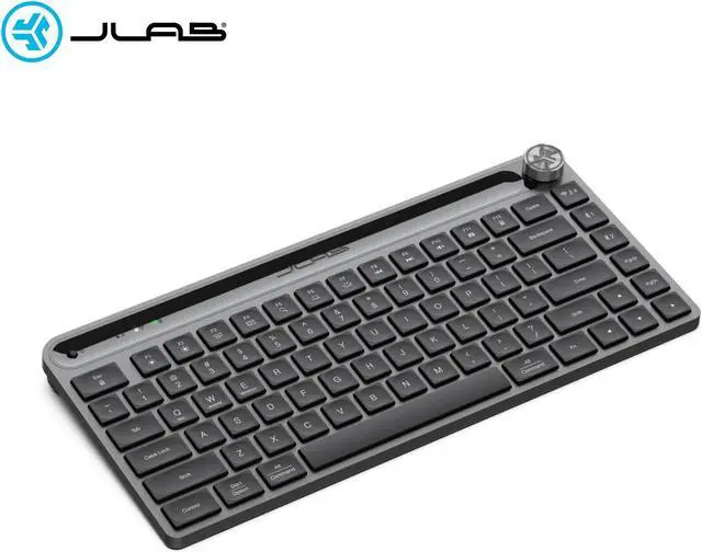 Main image of JLab Epic Mini Wireless Keyboard, Black, 84 Keys, Bluetooth or USB Wireless Dongle, Multi-Device Switching, Illuminated Keys, Smart Media Knob, Custom Profiles, OS Toggle, Rechargeable