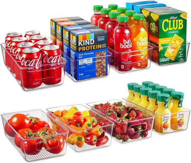 Main image of Set Of 8 Refrigerator Pantry Organizer Bins - Clear Food Storage Baskets for Kitchen, Countertops, Cabinets, Fridge, Freezer, Bedrooms, Bathrooms - Plastic Household Storage Containers