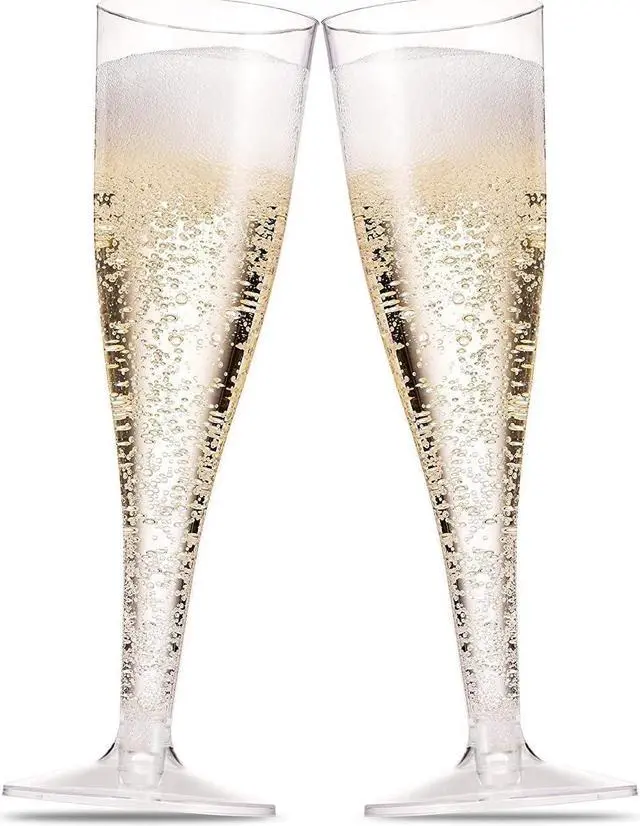 Main image of 30 Pack Plastic Champagne Flutes - 5 Oz Disposable Clear Plastic Toasting Glasses - Wedding Party Cocktail Mimosa Plastic Cups