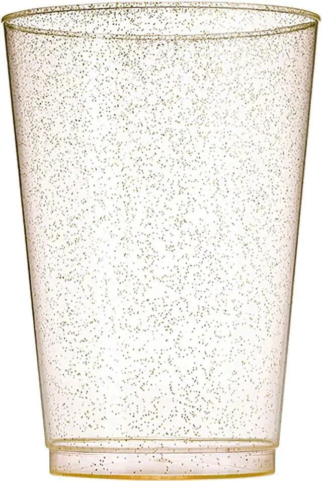 Alt view image 2 of 4 - 100 Glitter Plastic Cups 12 Oz Clear Plastic Cups Tumblers Gold Glitter Cups Disposable Wedding Cups Elegant Party Cups Recyclable and BPA-Free