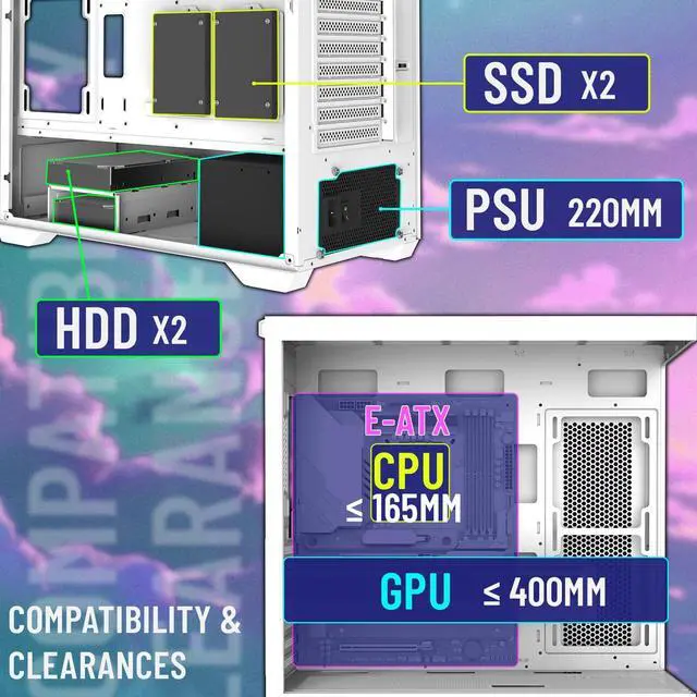 Alt view image 6 of 6 - Raidmax I801 Panoramic Tempered Glass Mid Tower ATX PC Case with 3 Pre-Installed ARGB Fans, White Combo with 240mm AIO Liquid Cooler  Modern Gaming Chassis with Wide Interior and Efficient Cooling