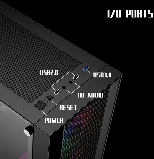 Alt view image 5 of 7 - RAIDMAX V100 Gaming Case, with 4 Pre-Installed Rainbow Fans, Includes 550W Power Supply, ATX 12V, PCI Express, SATAATX Mid Tower Case