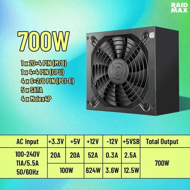 Alt view image 2 of 6 - Raidmax I801 White Panoramic Gaming Case with 700W 80+ Gold PSU, ATX Mid Tower, Tempered Glass, Pre-Installed 3 x 120mm ARGB Fans, Supports 240/360mm Liquid Cooler & RTX 50 Series GPU
