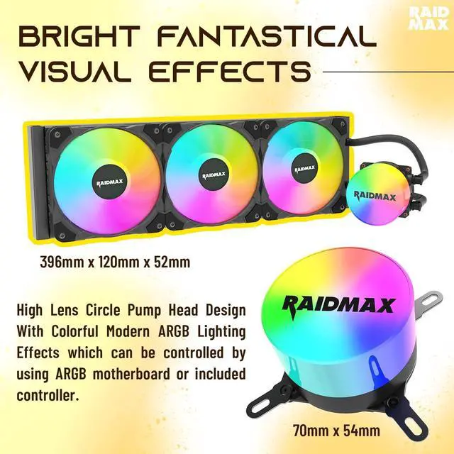 Alt view image 3 of 7 - RAIDMAX Infinita I610 Dual Chamber ATX Gaming Case Combo Set, Pre-install 4x ARGB Fans + 80+ Certified 700Watts Power and  360mm Water Cooler,Panoramic Seemless O11 Tempered Glass, Supports Up to 400m