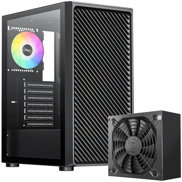 Main image of Raidmax Vector Series V211 Gaming Chassis - Pre-Installed 4x Static RGB Color Fans with 700w Power Supply, Supports 240mm Water Cooler and 310mm GPUs, Full Size Tempered Glass (V211 with 700W)