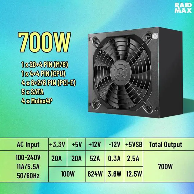 Alt view image 2 of 7 - Raidmax i801 ATX Mid Tower Gaming Case, 3 ARGB Fans Pre-Installed, Panoramic Tempered Glass, Bundled 700W Power Supply & 360mm Liquid Cooler, High Compatibility Layout