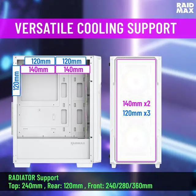 Alt view image 5 of 6 - RAIDMAX V212 ATX Mid Tower Gaming PC Case Bundle with 700W Power Supply & AM1204 ARGB CPU Air Cooler, Digital Temperature Display, 4 Heat Pipes, Pre-Installed RGB Fans, Supports LGA1851 / AM5