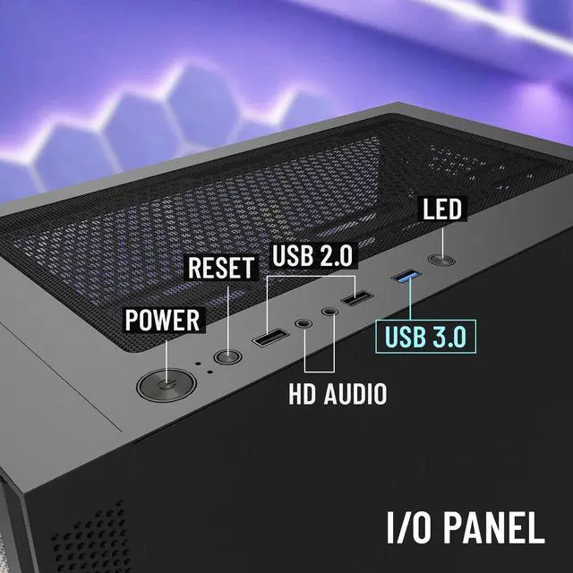 Alt view image 4 of 6 - RAIDMAX V217 ATX Mid Tower Mesh Gaming PC Case, High Airflow Front Panel Design, 4x 120mm ARGB Fans Pre-Installed, Tempered Glass Side Panel, Supports 305mm GPU / 240mm Radiator