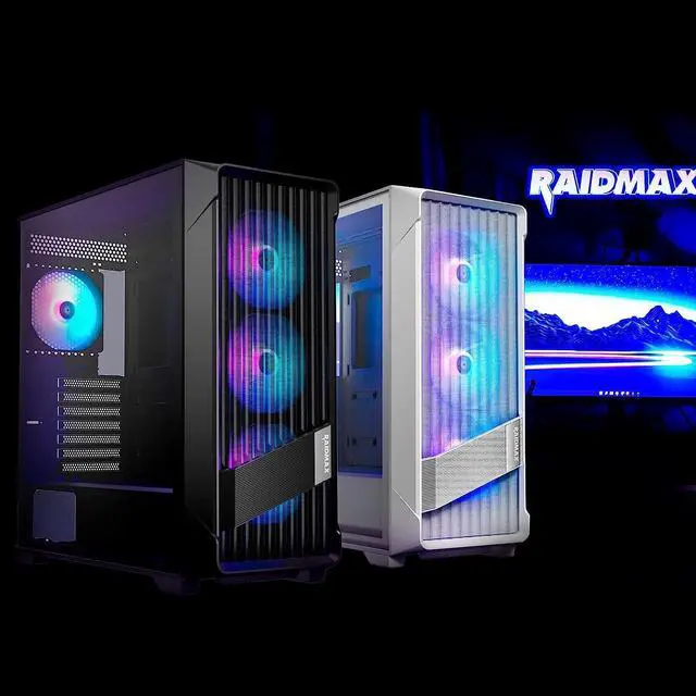 Alt view image 7 of 7 - Raidmax MESHIAN X603 ATX Desktop Computer Gaming PC Case Mid Tower PC Case pre-Install x 4 ARGB Fans ATX PC Case USB 3.0 Tempered Glass PC Case Mesh Window Computer Case (White)