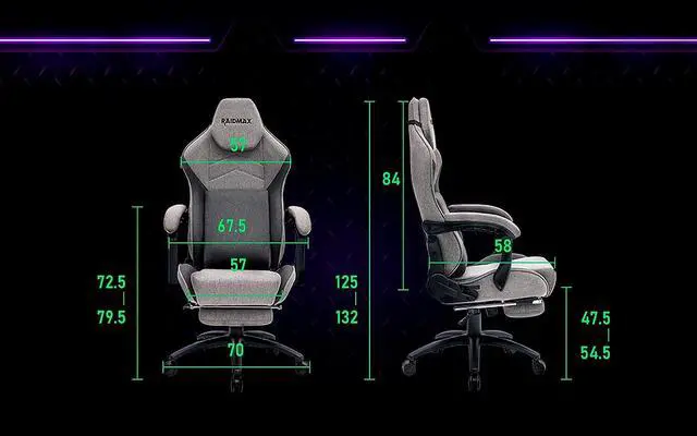 Alt view image 7 of 7 - Raidmax Advenced DK719 Series Computer-Gaming-Chairs, Soft Breathable Fabric XL Size Gaming Chair, Heavy Duty Gas Lift and Metal Base, Foam Padded Armrest and Retractable Footrest