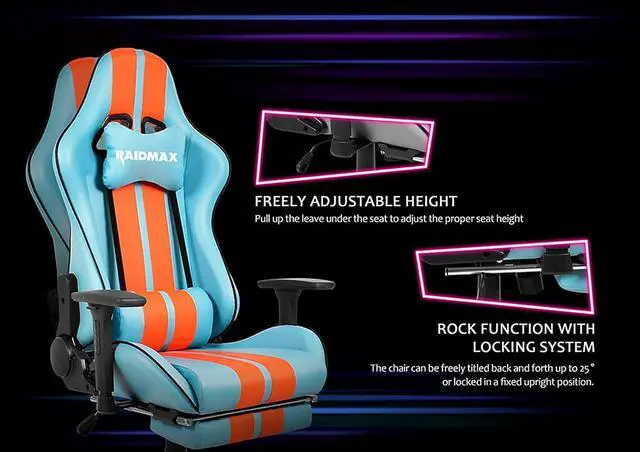 Alt view image 4 of 7 - Raidmax Superior DK905 Race Car Computer-Gaming-Chairs Adjustable 3D Armrest, Head and Lumber Pillows, Tilted Base, Flat Reclining Back and Certified Gas Lift