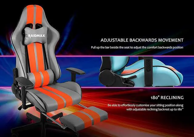 Alt view image 7 of 7 - Raidmax Superior DK905 Race Car Computer-Gaming-Chairs Adjustable 3D Armrest, Head and Lumber Pillows, Tilted Base, Flat Reclining Back and Certified Gas Lift