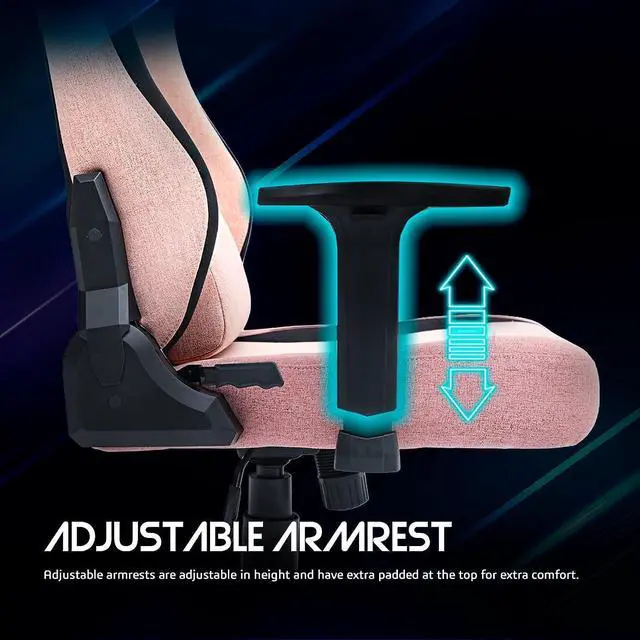 Alt view image 4 of 6 - Raidmax DK802 Series Computer-Gaming-Chairs, Soft Breathable Fabric All Day Gaming Chair, Heavy Duty Gas Lift and Metal Base, Magnetic Head Pillow, Lumbar Support Pillow (Pink)