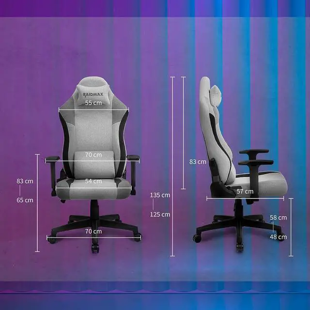 Alt view image 6 of 6 - Raidmax DK802 Series Computer-Gaming-Chairs, Soft Breathable Fabric All Day Gaming Chair, Heavy Duty Gas Lift and Metal Base, Magnetic Head Pillow, Lumbar Support Pillow Blue