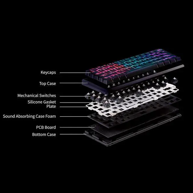 Alt view image 2 of 7 - Raidmax Mini ONE MK01GMB 60% Gasket Keyboard - Compact and  ARGB Gaming Keyboard, Mini Mechanical, RGB Lighing, Hot Swap Switch