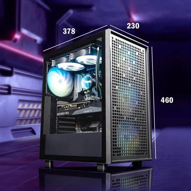 Alt view image 3 of 6 - Raidmax Vector V300 Wide Body Gaming Chassis - Pre-Installed 3X 140mm ARGB Front Fan and 1x 120mm ARGB Rear Fan, 230mm Wider Front Inlet Panel, Tempered Glass, Fits 350mm Length GPUs (Black)