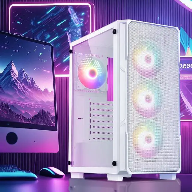 Alt view image 4 of 6 - Raidmax Vector V212 Gaming Chassis - Pre-Installed 4X Static RGB Color Fans, Supports 240mm Water Cooler, Full Size Tempered Glass, Mesh Front, Fits 310mm GPU & 175mm Height Air Cooler (White)