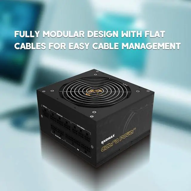 Alt view image 2 of 6 - RAIDMAX Cobra ATX 3.1 Power Supply 850W, Fully Modular 80+ Gold Certified Gaming PSU, PCIe Gen 5 Ready, High-Performance Power Supply for Gaming PCs, RoHS, Active PFC, Black Flat Cables