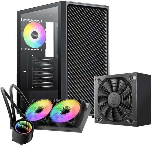 Main image of Raidmax Vector Series V211 ATX Gaming Chassis - Pre-Installed 4x Static RGB Color Fans, Include 240mm Water Cooler and 700 watts 80+ Certified Power Supply (V211 with 700W 240 Water Cooler)